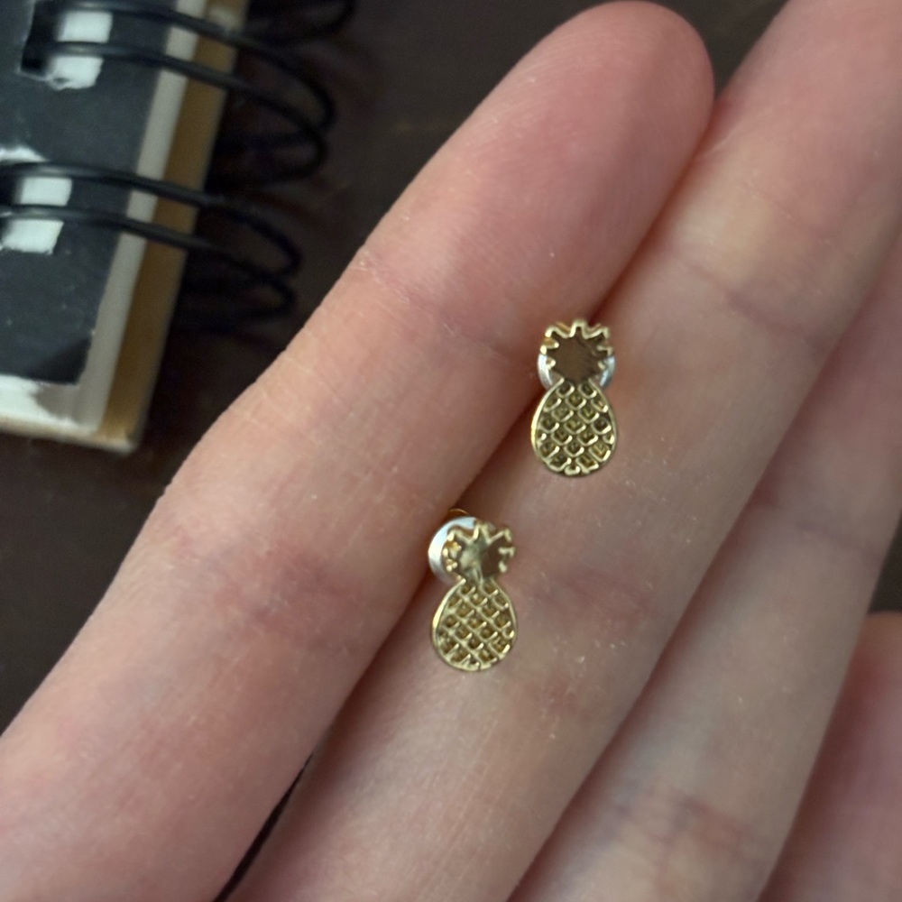 New, Tiny Gold Pineapple Stud Earrings